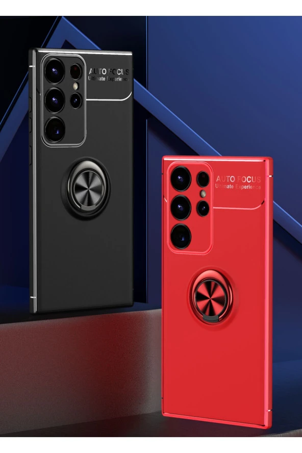 Galaxy S23 Plus Ile Uyumlu Kılıf Yüzük Tutuculu Mıktanıslı,standlı Novel Silikon Siyah-mavi - Resim 2