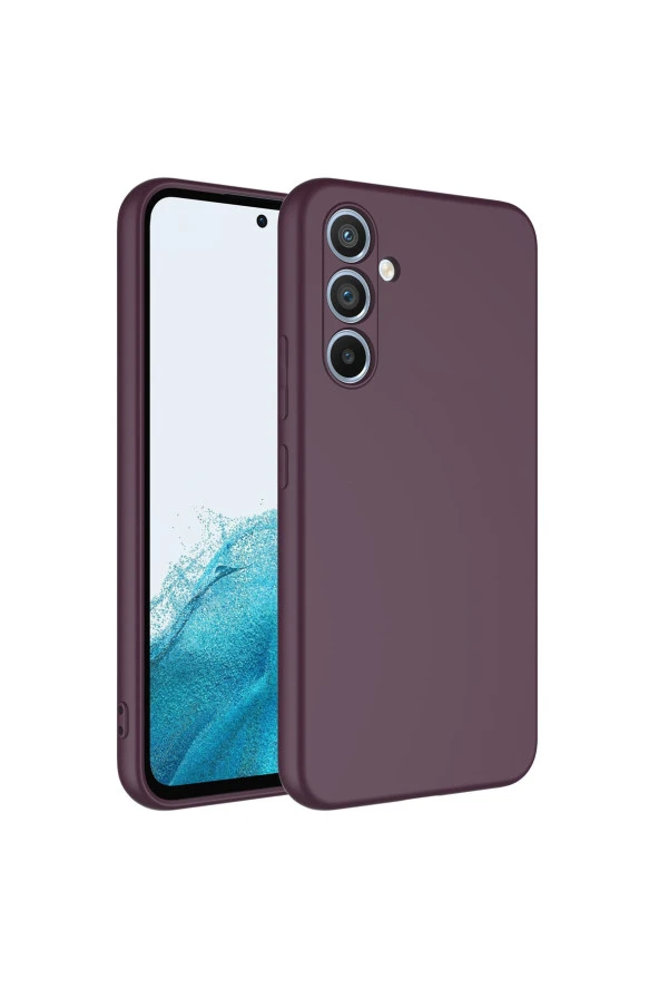 Galaxy A54 Ile Uyumlu Kılıf Kadife Iç Yüzey Silikon Z-mara Lansman Vieri Kılıf Koyu Mor