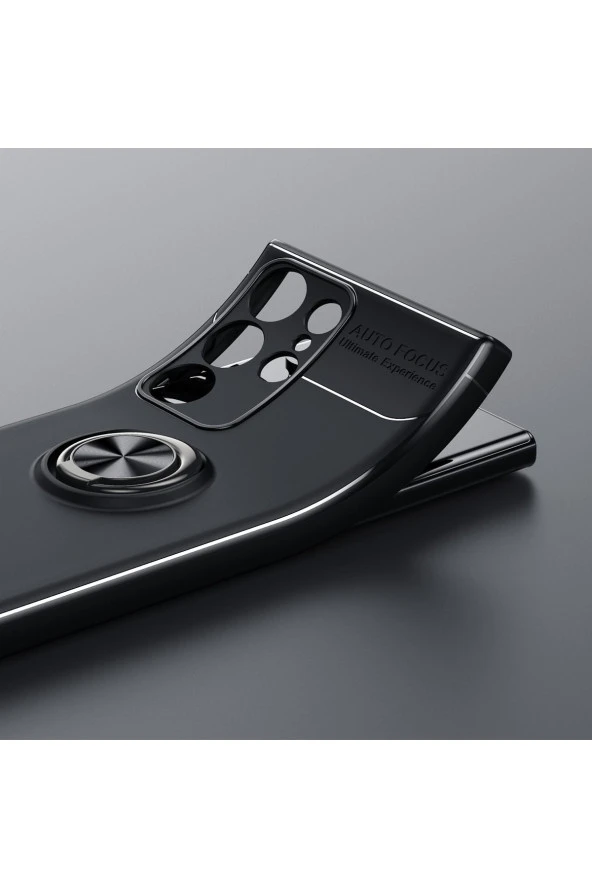 Galaxy S23 Plus Ile Uyumlu Kılıf Yüzük Tutuculu Mıktanıslı,standlı Novel Silikon Siyah - Resim 4