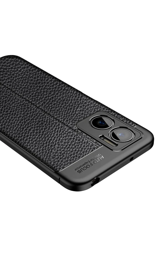 Xiaomi Redmi Note 11e Ile Uyumlu Silikon Kılıf Niss Silikon Deri Görünümlü Ultra Slim Fit Kılıf Siyh - Resim 4