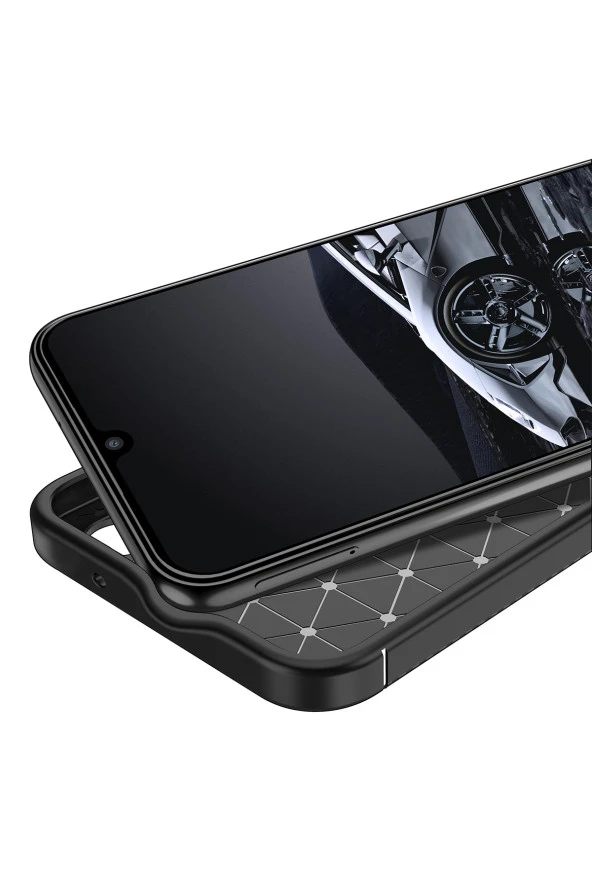 Galaxy A34 Ile Uyumlu Kılıf Karbon Delüx Parmak Izi Yapmayan Ultra Slim Tpu Silikon Siyah - Resim 2
