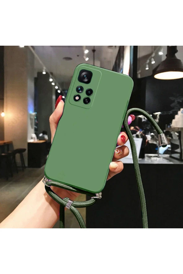 Xiaomi Mi 12 Uyumlu Ipli Boyun Askılı Silikon Kılıf Kadife Iç Yüzeyli Epiphany Kılıf Yeşil ürün görseli