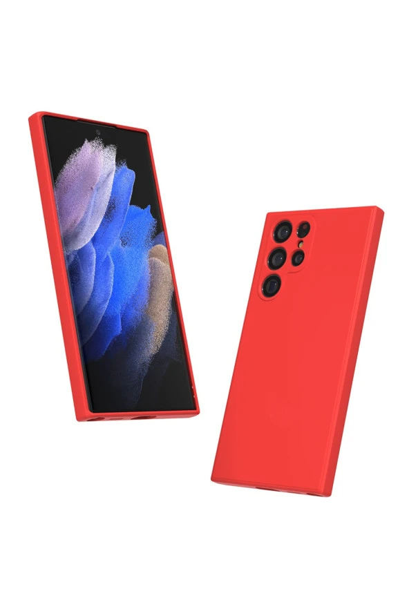 Galaxy S23 Ultra Ile Uyumlu Kılıf Kadife Iç Yüzey Silikon Z-mara Lansman Vieri Kılıf Kırmızı ürün görseli