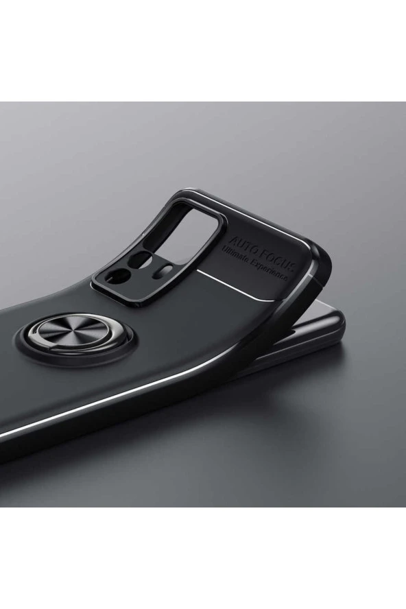 Xiaomi Mi 12t Pro Ile Uyumlu Kılıf Yüzük Tutuculu Mıktanıslı,standlı Novel Silikon Siyah-mavi - Resim 2