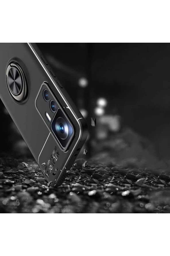 Xiaomi Mi 12t Ile Uyumlu Kılıf Yüzük Tutuculu Mıktanıslı,standlı Novel Silikon Siyah-mavi - Resim 4