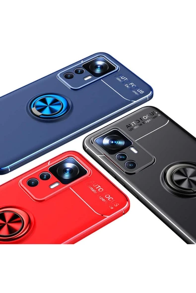 Xiaomi Mi 12t Pro Ile Uyumlu Kılıf Yüzük Tutuculu Mıktanıslı,standlı Novel Silikon Mavi - 7