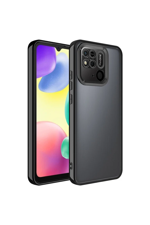 Redmi Note 10 Ile Uyumlu Kılıf Kamera Korumalı Logo Gösteren Colored Z-omega Kapak Siyah ürün görseli