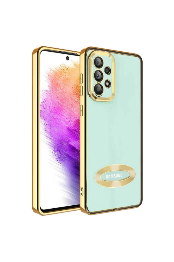 Galaxy A32 4g Ile Uyumlu Kılıf Kamera Korumalı Logo Gösteren Colored Z-omega Gold