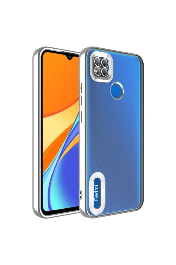 Redmi 9 Proile Uyumlu Kılıf Kamera Korumalı Logo Gösteren Colored Z-omega Kapak Gümüş