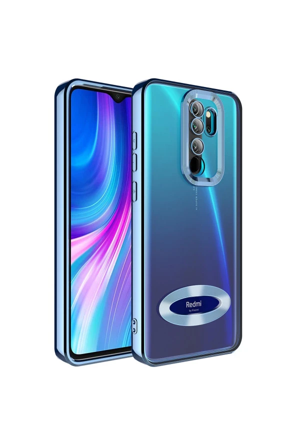 Redmi Note 8 Pro Ile Uyumlu Kılıf Kamera Korumalı Logo Gösteren Colored Z-omega Kapak Mavi Açık ürün görseli