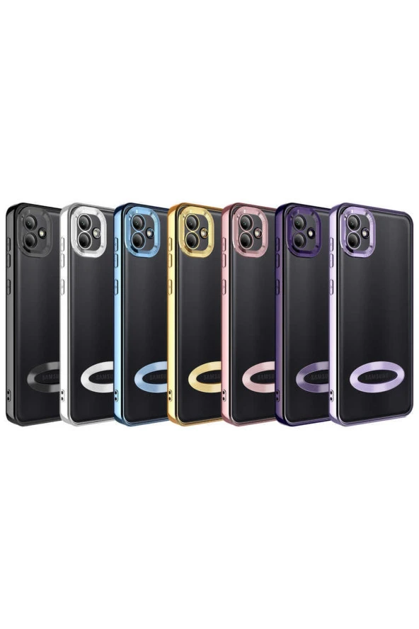 Galaxy A03 Ile Uyumlu Kılıf Kamera Korumalı Logo Gösteren Colored Z-omega Rosegold - Resim 2