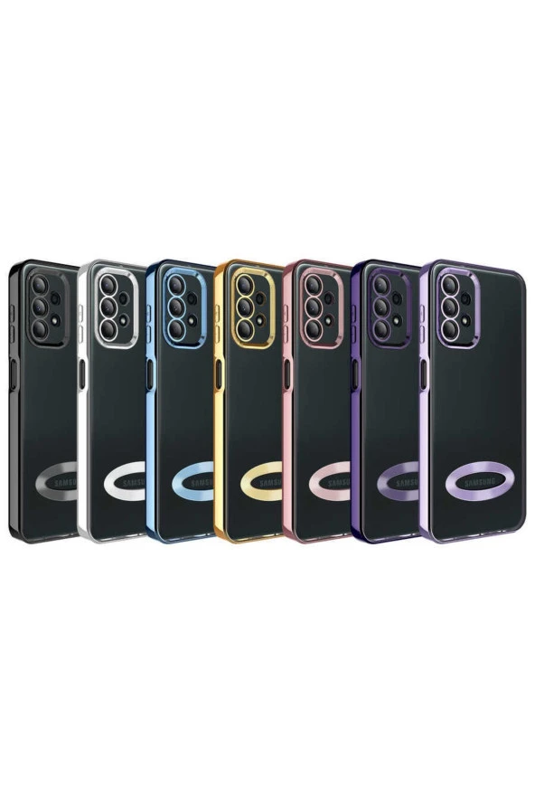 Galaxy A13 4g Ile Uyumlu Kılıf Kamera Korumalı Logo Gösteren Colored Z-omega Gold - Resim 2