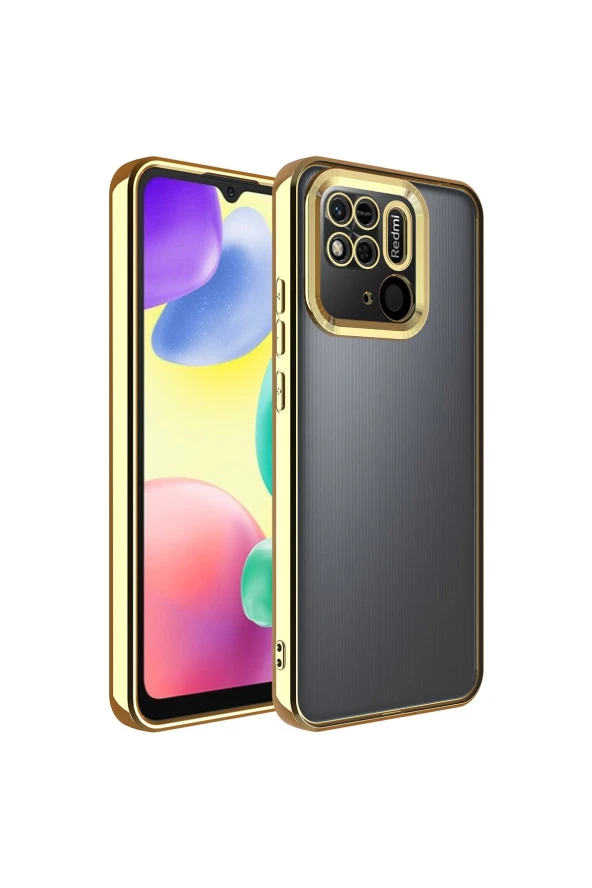 Redmi Note 11s Ile Uyumlu Kılıf Kamera Korumalı Logo Gösteren Colored Z-omega Kapak Gold