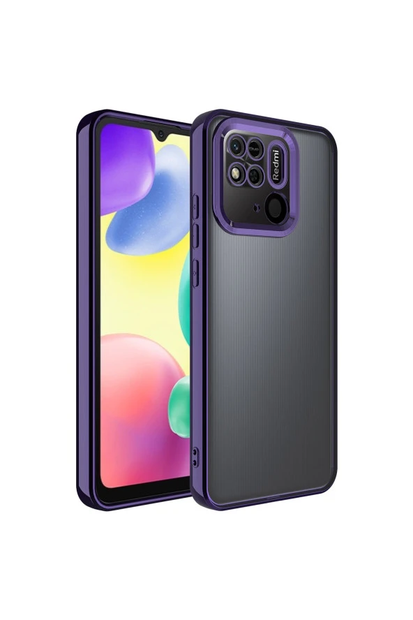 Redmi Note 10 Ile Uyumlu Kılıf Kamera Korumalı Logo Gösteren Colored Z-omega Kapak Mavi Açık - Resim 2