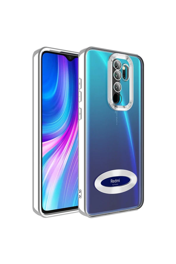 Redmi Note 8 Proile Uyumlu Kılıf Kamera Korumalı Logo Gösteren Colored Z-omega Kapak Gümüş - Resim 3