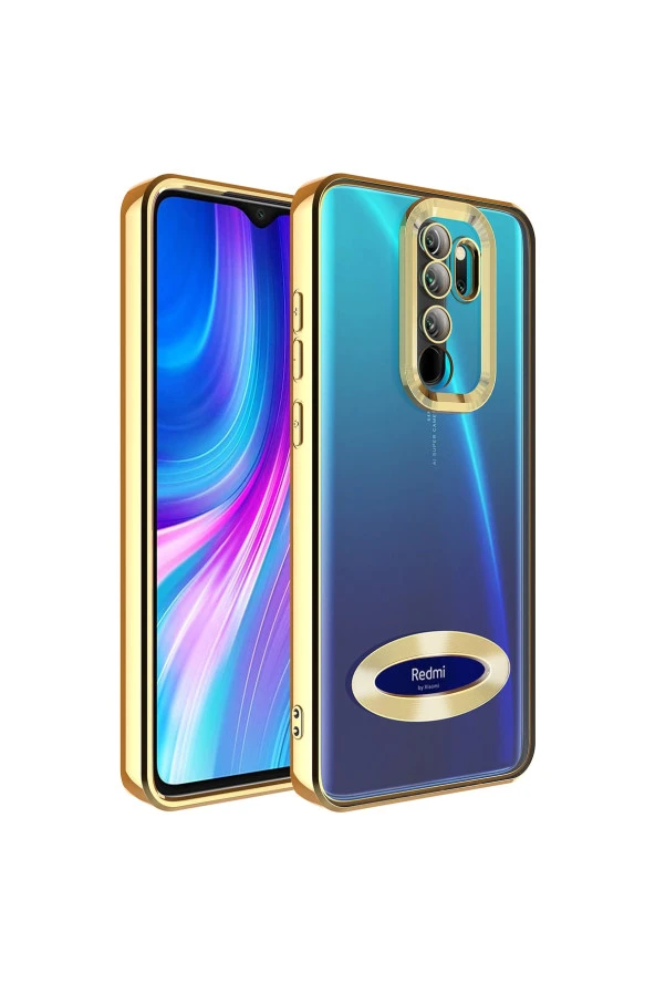 Redmi Note 8 Pro Ile Uyumlu Kılıf Kamera Korumalı Logo Gösteren Colored Z-omega Kapak Gold ürün görseli