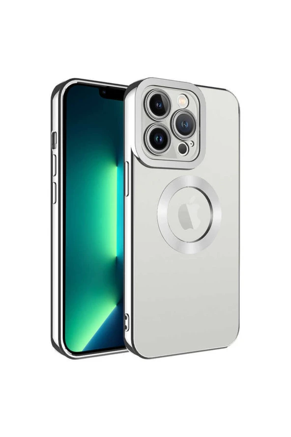 Iphone 11 Pro Ile Uyumlu Kılıf Kamera Korumalı Logo Gösteren Colored Z-omega Kapak Gümüş