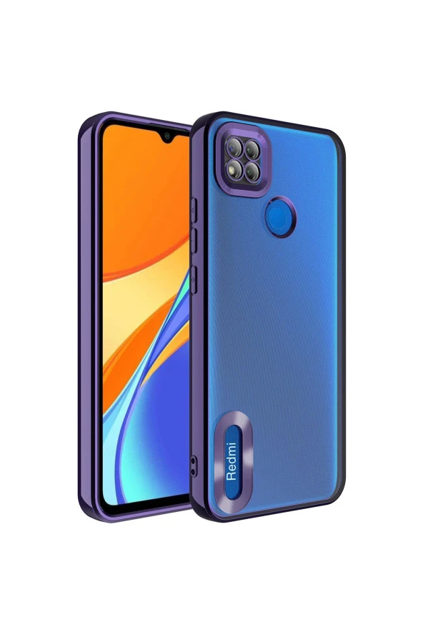 Redmi 9 Pro Ile Uyumlu Kılıf Kamera Korumalı Logo Gösteren Colored Z-omega Kapak Derin Mor