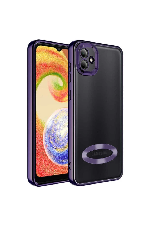 Galaxy A03 Ile Uyumlu Kılıf Kamera Korumalı Logo Gösteren Colored Z-omega Derin Mor - Resim 3