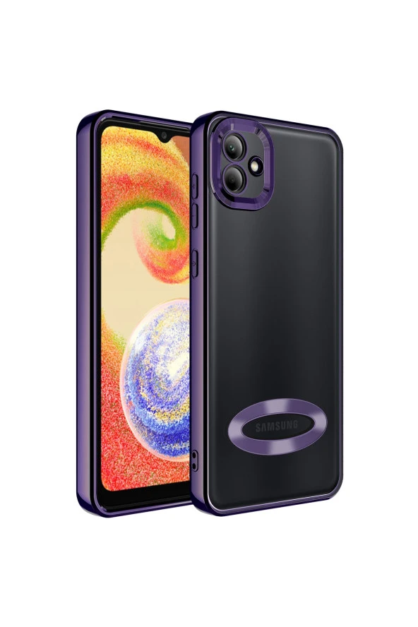 Galaxy A04 Ile Uyumlu Kılıf Kamera Korumalı Logo Gösteren Colored Z-omega Kapak Derin Mor ürün görseli