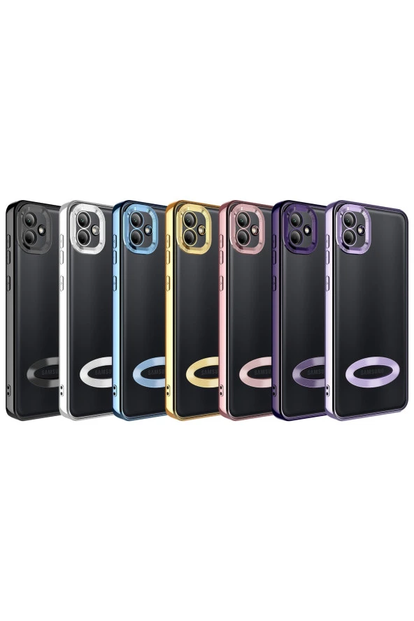 Galaxy A04 Ile Uyumlu Kılıf Kamera Korumalı Logo Gösteren Colored Z-omega Kapak Derin Mor - Resim 2