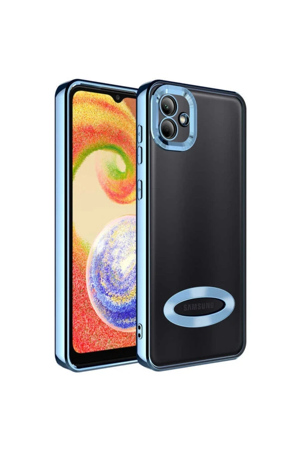Galaxy A03 Ile Uyumlu Kılıf Kamera Korumalı Logo Gösteren Colored Z-omega Sierra Mavi - Resim 3