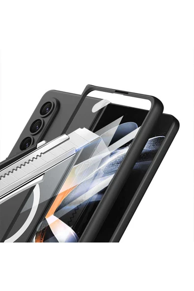 Samsung Galaxy Z Fold 4 Ile Uyumlu Kılıf Magsafe Ile Uyumlu Wireless Şarj Özellikli Wonderful Kapak - Resim 5