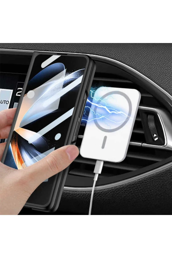 Samsung Galaxy Z Fold 4 Ile Uyumlu Kılıf Magsafe Ile Uyumlu Wireless Şarj Özellikli Wonderful Kapak - Resim 4