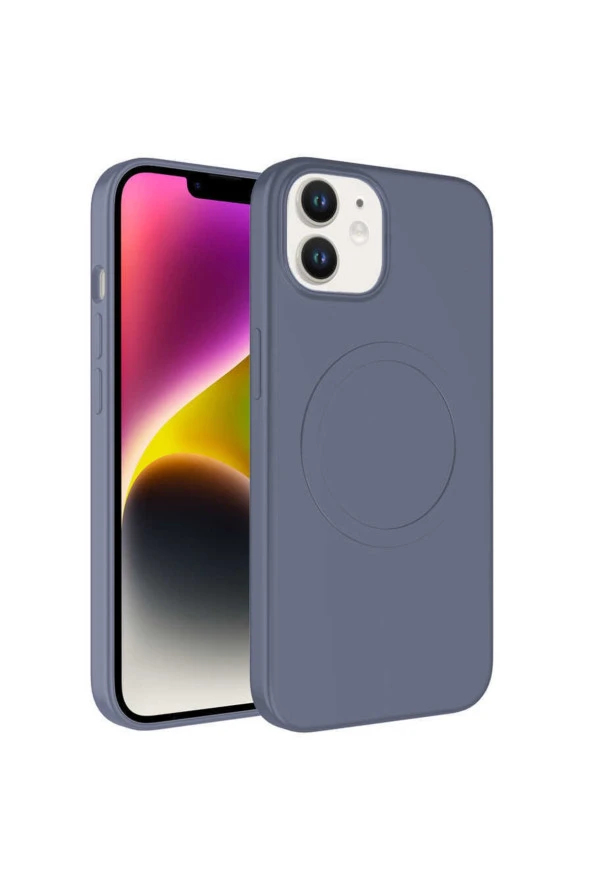 Iphone 14 Ile Uyumlu Kılıf Magsafe Uyumlu Wireless Şarj Özellikli Pastel Color Silikon Kapak L.gray - 3