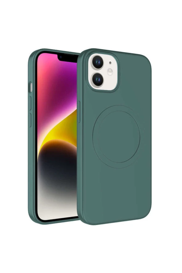 Iphone 11 Ile Uyumlu Kılıf Magsafe Uyumlu Wireles Şarj Özellikli Pastel Color Silikon Kapak K. Yeşil