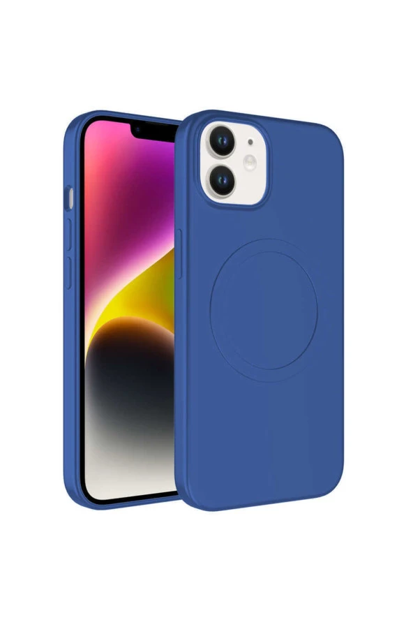 Iphone 11 Ile Uyumlu Kılıf Magsafe Uyumlu Wireless Şarj Özellikli Pastel Color Silikon Kapak Mavi