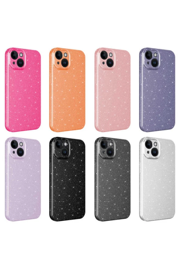 Apple Iphone 13 Ile Uyumlu Kılıf Kamera Korumalı Simli Lüks Koton Kapak Pembe Koyu - Resim 2