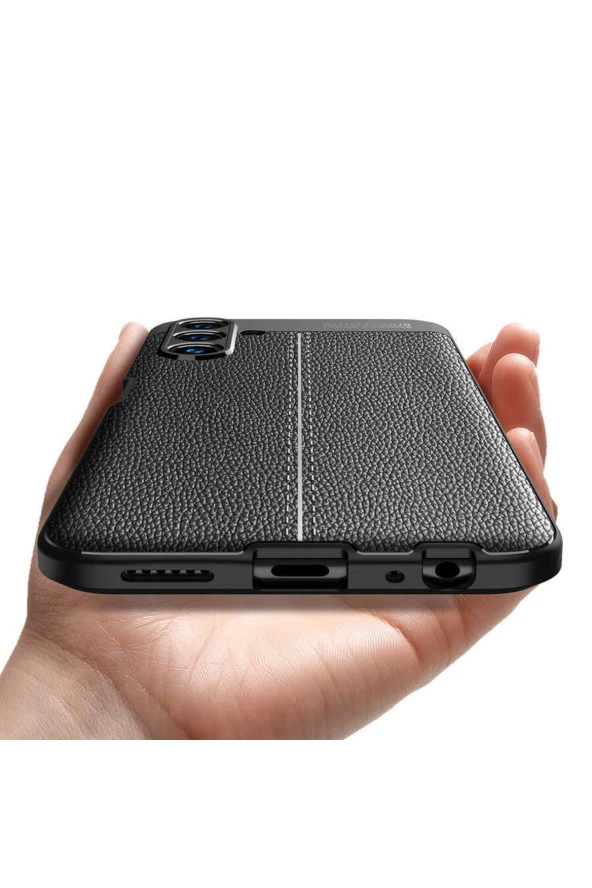 Galaxy A04s Ile Uyumlu Kılıf Niss Silikon Deri Görünümlü Siyah - Resim 3