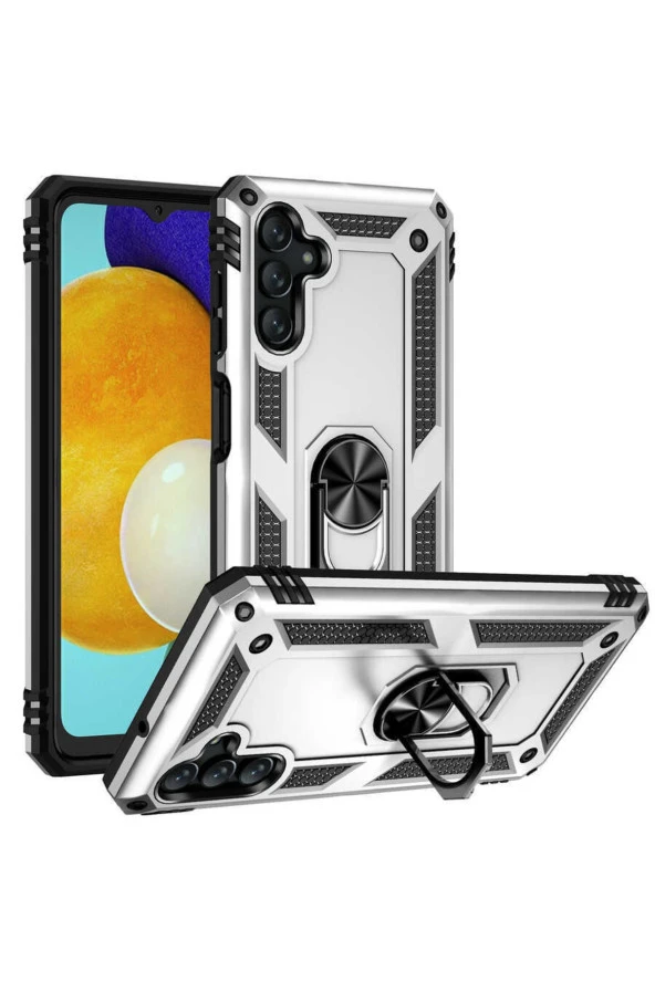 Galaxy A04s Ile Uyumlu Kılıf Shockprof Yüzük Tutuculu Vega Gri