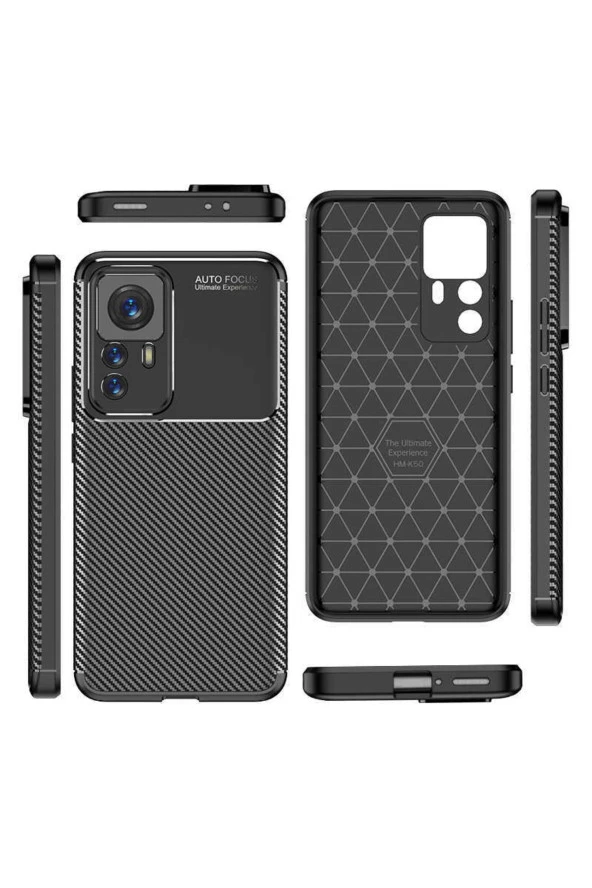 Xiaomi Mi 12t Ile Uyumlu Kılıf Karbon Delüx Tpu Silikon Siyah - Resim 2