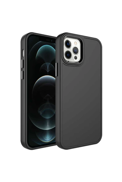 Iphone 14 Pro Max Ile Uyumlu Kılıf Metal Çerçeve Tasarımlı Pastel Renkli Sert Ebullience Siyah - Resim 3