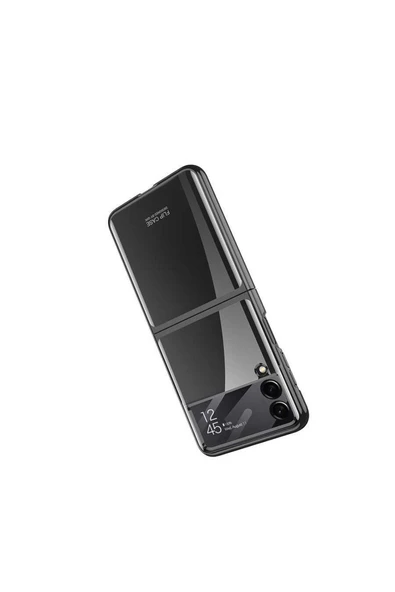 Samsung Galaxy Z Flip 4 Ile Uyumlu Kılıf Standlı Katlanabilen Metal Görünümlü Wonderful Kılıf Mor - Resim 5