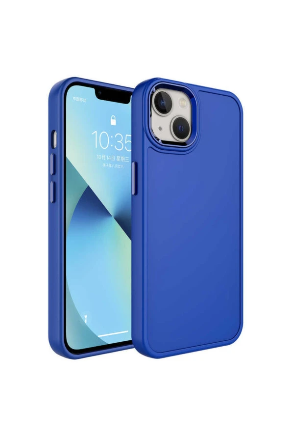 Iphone 14 Plus Ile Uyumlu Kılıf Metal Çerçeve Tasarımlı Pastel Renkli Sert Ebullience Pembe Açık - Resim 4