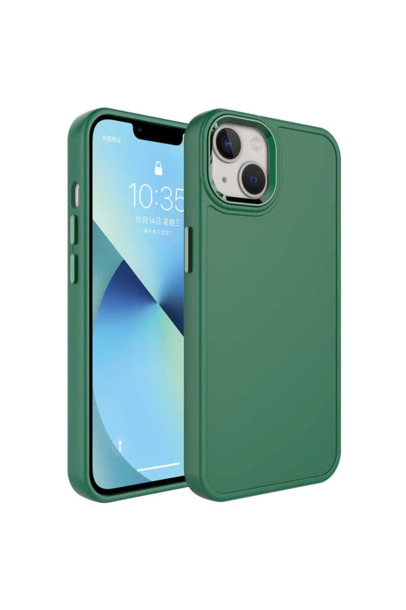 Iphone 14 Plus Ile Uyumlu Kılıf Metal Çerçeve Tasarımlı Pastel Renkli Sert Ebullience Mavi - Resim 4