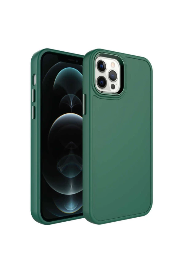 Iphone 13 Pro Max Ile Uyumlu Kılıf Metal Çerçeve Tasarımlı Pastel Renkli Sert Ebullience Mavi - Resim 4