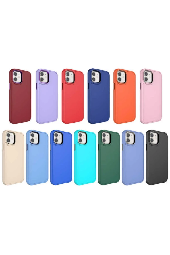 Iphone 12 Pro Ile Uyumlu Kılıf Metal Çerçeve Tasarımlı Pastel Renkli Sert Ebullience Mavi - Resim 2