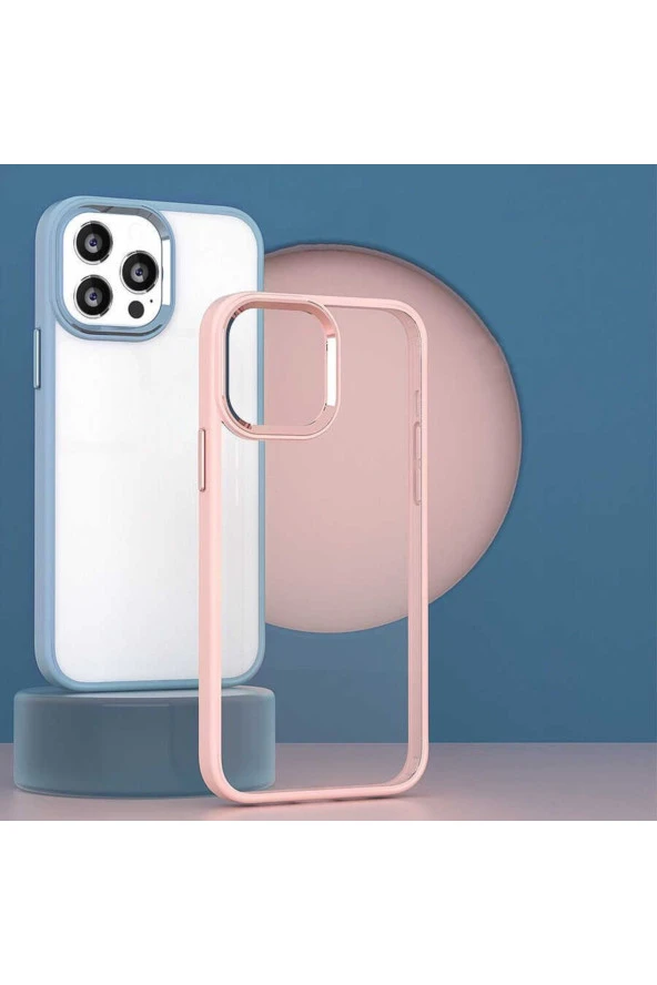 Iphone 14 Ile Uyumlu Kılıf Kenarları Renkli Silikon Arkası Şeffaf Sert Krop Koyu Yeşil - Resim 2