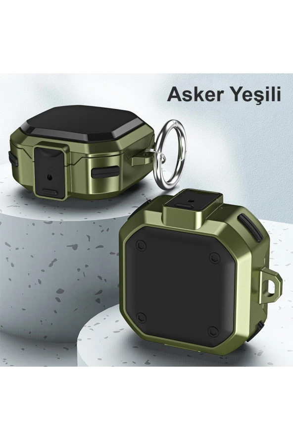 Galaxy Buds Live Ile Uyumlu Kılıf Darbeye Dayanıklı Bungalow Sert Koruyucu Kılıf + Askılık - Resim 2