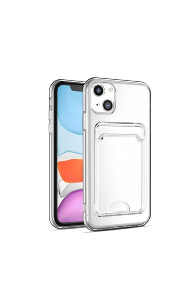 Iphone 14 Plus Ile Uyumlu Dikişli Kartlıklı Serta Silikon Kılıf Şeffaf - Resim 5