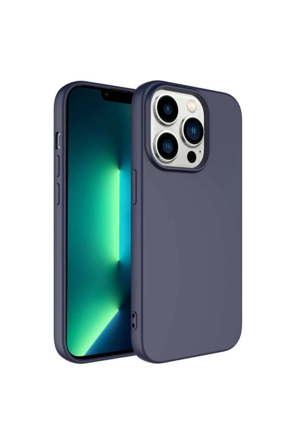 Iphone 14 Pro Ile Uyumlu Kılıf Kadife Iç Yüzey Silikon Vieri Kılıf Lacivert