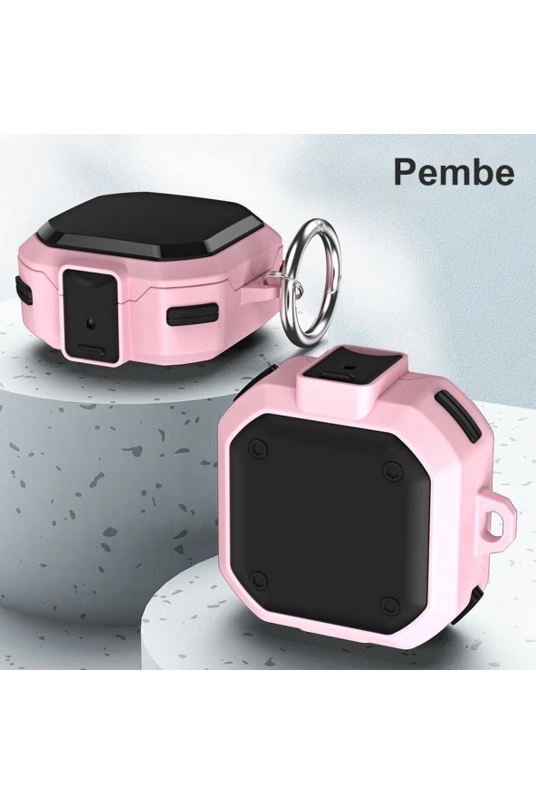 Galaxy Buds Live Ile Uyumlu Kılıf Darbeye Dayanıklı Bungalow Sert Koruyucu Kılıf + Askılık - Resim 2