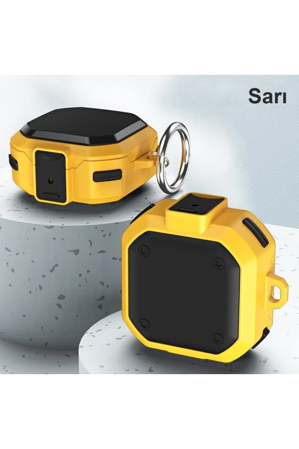 Galaxy Buds Live Ile Uyumlu Kılıf Darbeye Dayanıklı Bungalow Sert Koruyucu Kılıf + Askılık - Resim 2