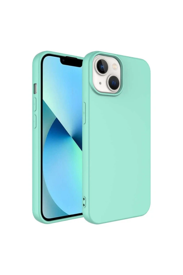 Iphone 14 Plus Ile Uyumlu Kılıf Kadife Iç Yüzey Silikon Vieri Kılıf Açık Yeşil ürün görseli