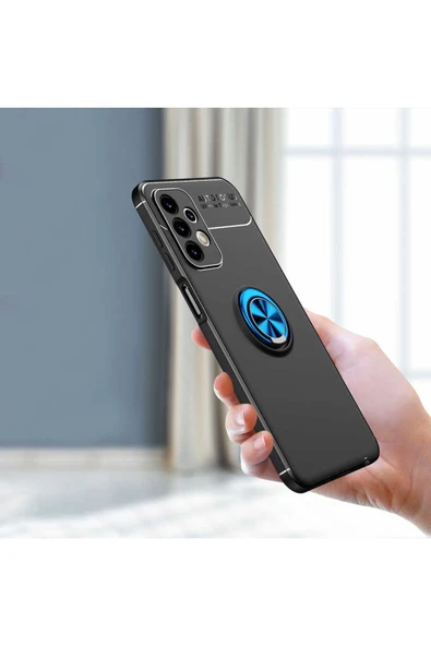 Galaxy S22 Ultra Kılıf Yüzük Tutuculu Mıktanıslı,standlı Novel Silikon Siyah-kırmızı - Resim 5