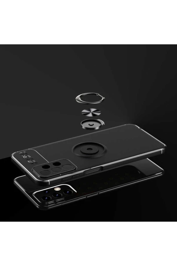 Galaxy S22 Ultra Kılıf Yüzük Tutuculu Mıktanıslı,standlı Novel Silikon Kırmızı - 4